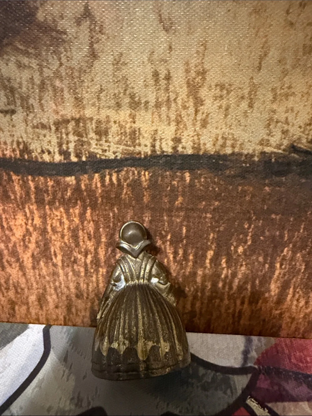 Brass Figurine Bell - Antique-Style Golden Brown Home Accent